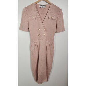 Vtg. Don Sayres for Wellmore Women's Sz. M Pink Knit Midi Short Sleeve Dress